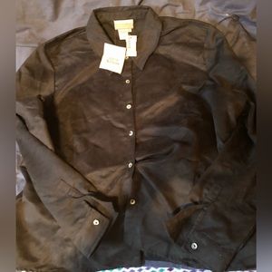 NWT never worn black “suede” feel bottom down shirt